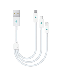 Кабель Ttec USB Type-A to USB Type-C / Lightning / Micro USB 3×0.3 м 2DK13 White