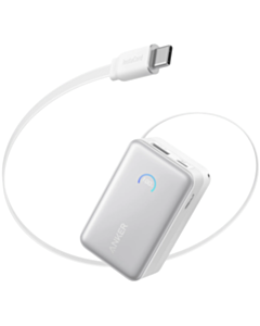 Power Bank Anker Nano 10000 mAh 45W Built in Retractable USB Type-C Cable A1638H21 White