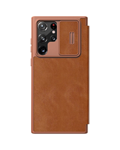 Qoruyucu örtük Nillkin Samsung S22 Ultra Qin Pro Leather Brown 5571