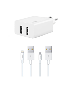 Ttec SmartCharger Duo 3.1A+Lightning and Micro USB Cable / 2SCS21DB