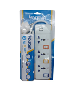 Удлинитель Voltam 3 m VP-26 3 Way Universal Type Power Strip With 2 Usb