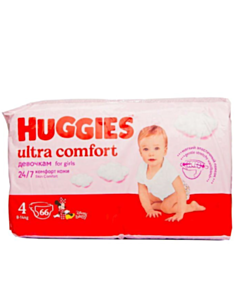 Uşaq bezi Huggies Ultra Comfort Mega Qiz Üçün S4 8-14 Kg 66 Ədəd / 5029053543628