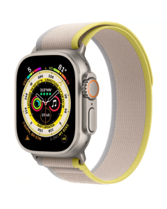 Apple Watch Ultra 49 mm Titanium Case W/Yellow/Beige Trail Loop M/L / MQFU3RB/A