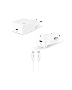 Ttec Quantum PD 20W Travel Charger + 20W Car Charger + Type-C to Lightning Cable / 2CSM07B