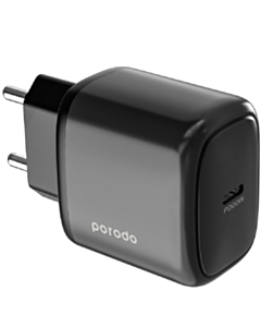 Porodo 20W USB-C charger EU+lightning cable 1.2M Black / PD-20WEUCL-BK