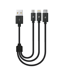Kabel Ttec AlumiCable Trio Charge/Data Mini Cable Type-C/Lightning/Micro USB 30 sm Black / 2DK31