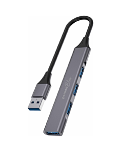 Porodo Blue 4 in 1 USB-A Hub To 1× USB-A 3.0 5GBPS and 3× USB-A 2.0 480 MBPS Black / PB-USBA4H-BK