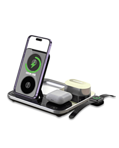 Green Lion 4 in 1 Wireless Charging Station 2 15W Black / GN4IN1RGBWCBK