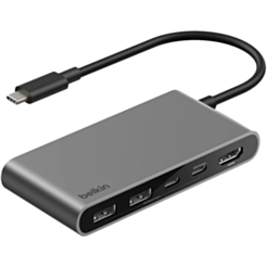 Переходник Belkin USB-C 5in1 Multiport Hub 100W AVC022HQSGY Gray