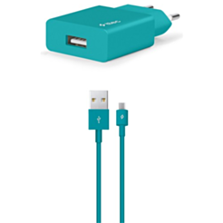 Ttec SmartCharger Travel Charger 2.1A Micro USB Cable Turquoise 2SCS20MTZ