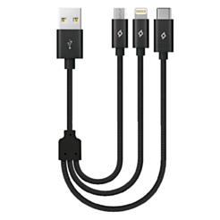 Кабель Ttec AlumiCable Trio Charge/Data Mini Cable Type-C/Lightning/Micro USB 30 sm Black / 2DK31