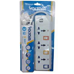 Удлинитель Voltam 3 m VP-26 3 Way Universal Type Power Strip With 2 Usb