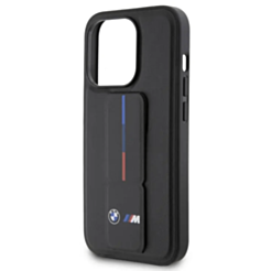 Qoruyucu örtük BMW Leather Gripstand iPhone 15 Pro Black BMHCP15L22GSLK