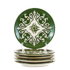 Тарелка с узорами зелёная 1065