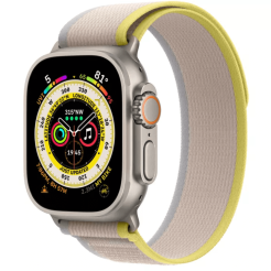 Apple Watch Ultra 49 mm Titanium Case W/Yellow/Beige Trail Loop M/L / MQFU3RB/A