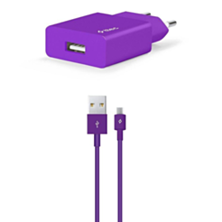 Ttec SmartCharger Travel Charger 2.1A Micro USB Cable Purple 2SCS20MMR