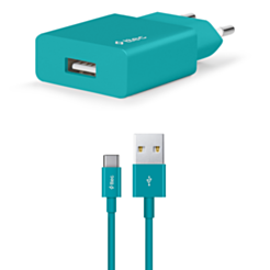 TTEC Smartcharger Travel Charger 2.1A Type-C Cable Turquoise / 2SCS20CTZ