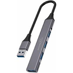 Porodo blue 4 in 1  USB-A HUB TO 1 X USB-A 3.0 5GBPS AND 3 X USB-A 2.0 480MBPS BLACK / PB-USBA4H-BK