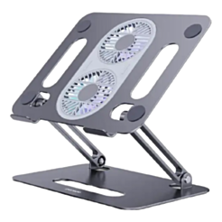Porodo Alum. Alloy Adjustable Laptop Stand with Cooling Fan Grey / PD-ALSCF-GY