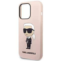 Qoruyucu örtük Karl Lagerfeld Silicone Hard Case iPhone 15 Pro - Pink / KLHCP15LSNIKBCP
