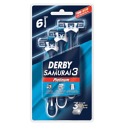 Одноразовая бритва Derby Samurai Platinum 3 6 штук 8690885205830