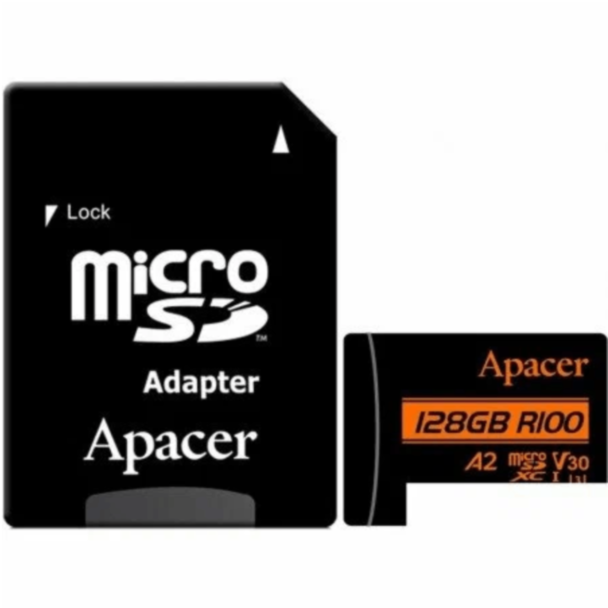 Карта памяти Apacer microSDXC 128 GB UHS-I U3 V30 A2 AP128GMCSX10U8-R