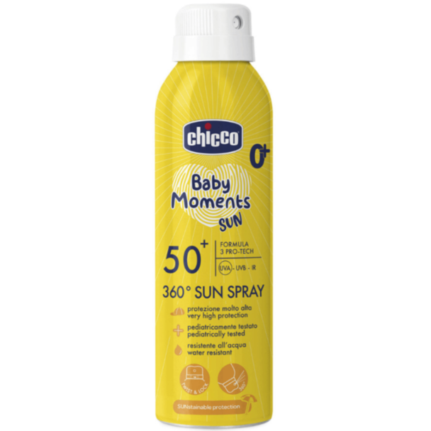 Солнцезащитный спрей для детей Chicco 360 Baby Moments SPF50 150 мл 00012076000000
