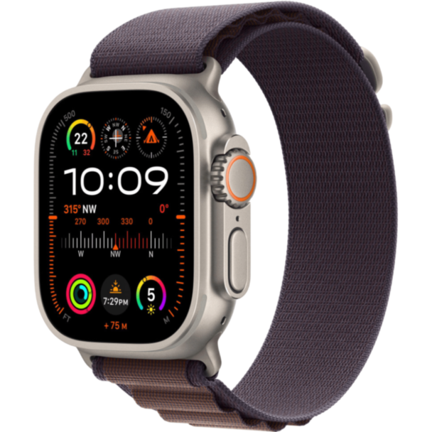 Apple Watch Ultra 2 49 mm Titanium W/Indigo Alpine Band Loop L/MREW3RB/A