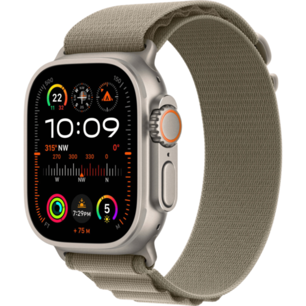 Apple Watch Ultra 2 49 mm Titanium W/Olive Alpine Band Loop L / MRF03GK/A