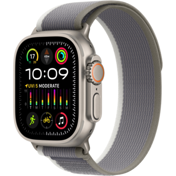 Apple Watch Ultra 2 49 mm Titanium W/Green/Grey Trail Loop S / MRF33GK/A